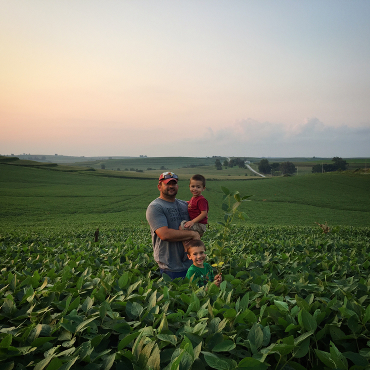 Daddy and Sons in Soybean Field at Sunset at www.saras-house.com